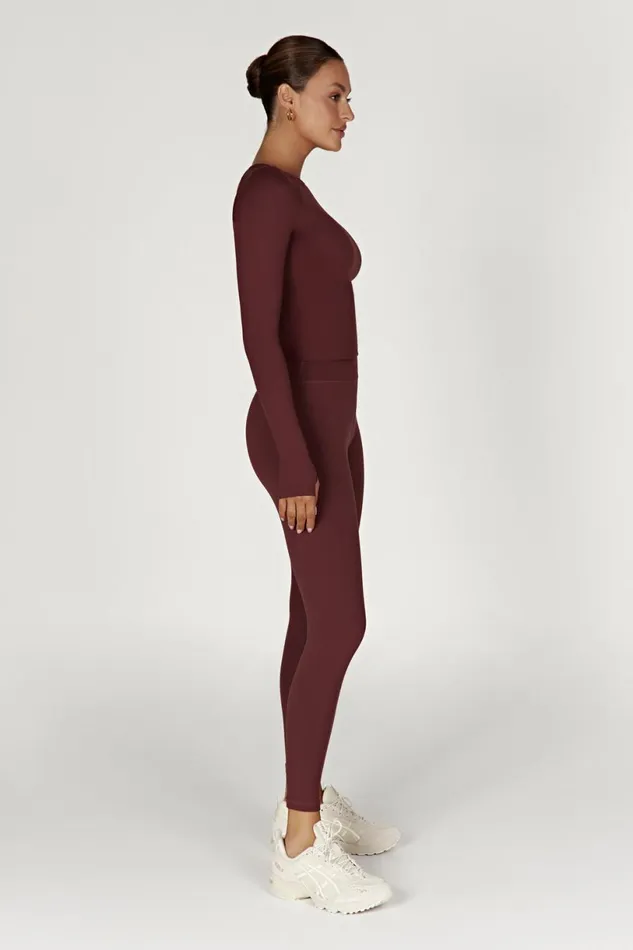 Meshki Activewear Women Venus V Back Leggings 8211 Mahogany Mahogany