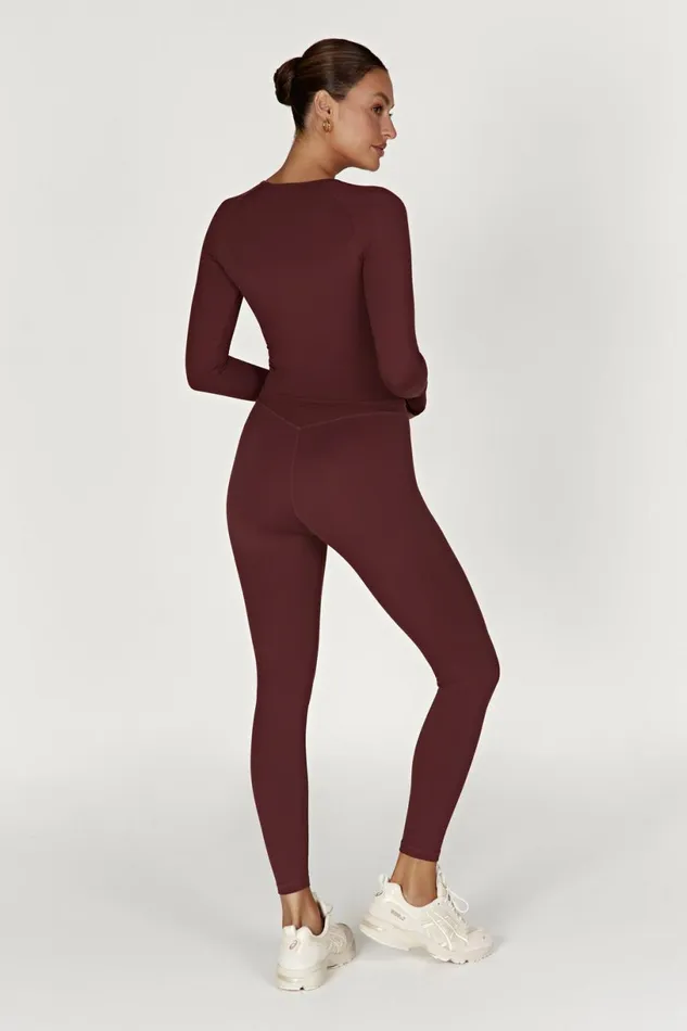 Meshki Activewear Women Venus V Back Leggings 8211 Mahogany Mahogany