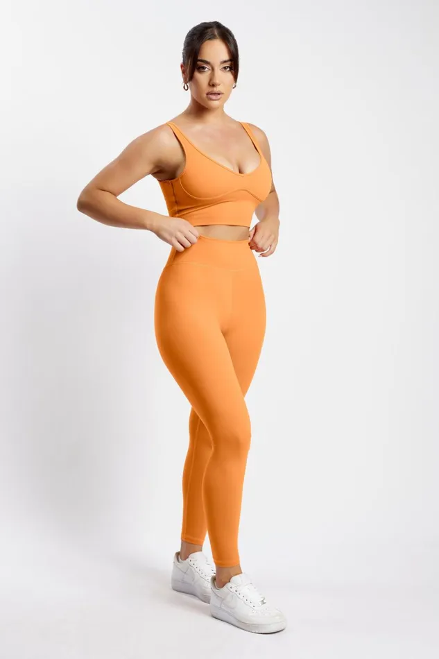 Meshki Activewear Women Venus V Back Leggings 8211 Tangerine Tangerine Meshki Activewear Women Venus V Back Leggings 8211 Tangerine Tangerine