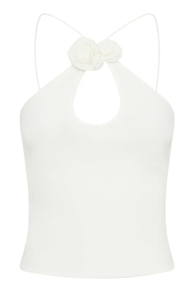 Meshki Bachelorette Women Adeline Rose Halter Top 8211 White White