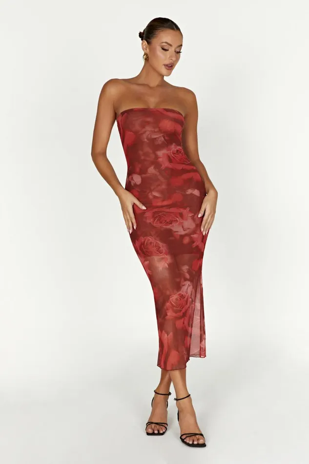 Meshki Bachelorette Women Aphrodite Strapless Mesh Dress 8211 Oversized Rose Print Oversized Rose Print Meshki Bachelorette Women Aphrodite Strapless Mesh Dress 8211 Oversized Rose Print Oversized Rose Print