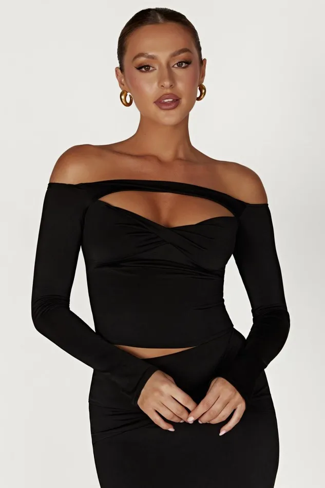 Meshki Bachelorette Women Ceri Off Shoulder Long Sleeve Top 8211 Black Black