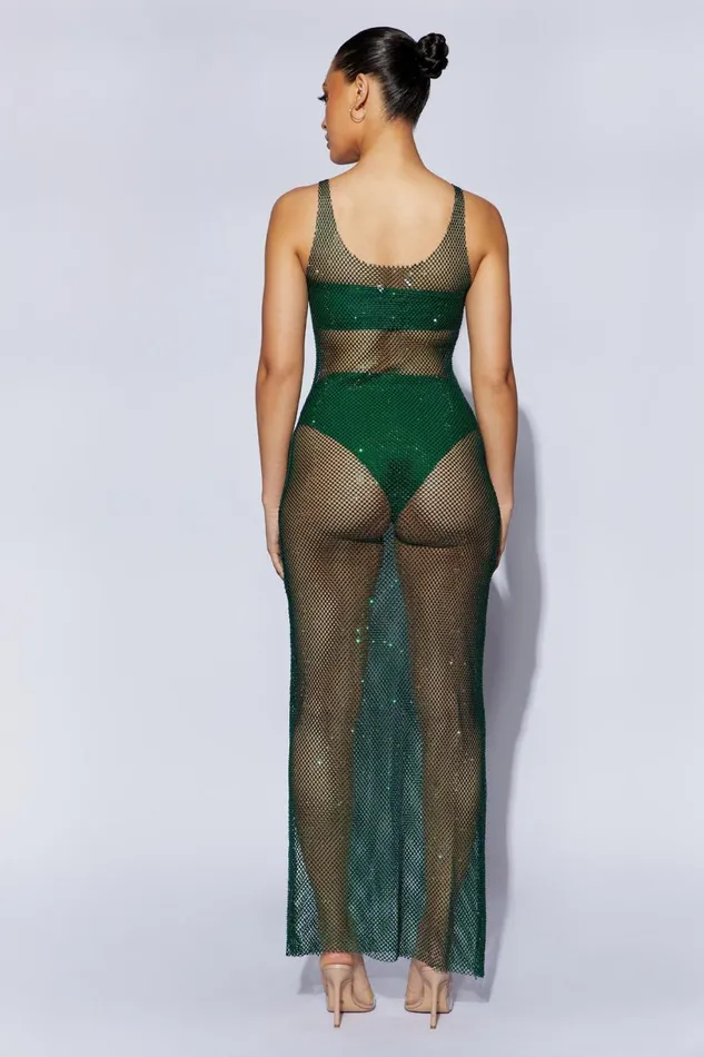 Meshki Bachelorette Women Delara Diamante Mesh Maxi Dress 8211 Emerald Emerald Meshki Bachelorette Women Delara Diamante Mesh Maxi Dress 8211 Emerald Emerald
