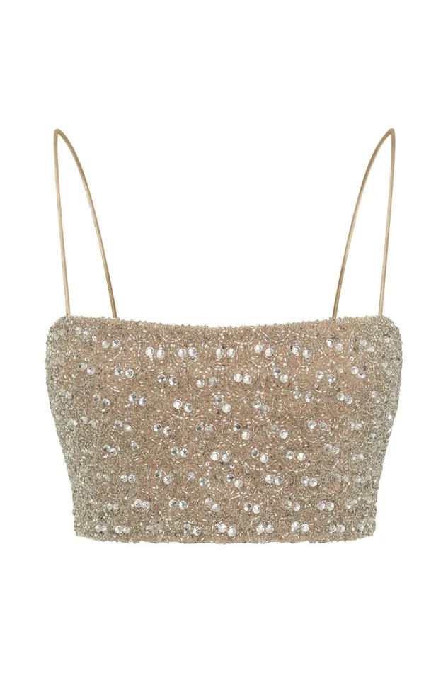 Meshki Bachelorette Women Eva Embellished Crop Top 8211 Silver Silver