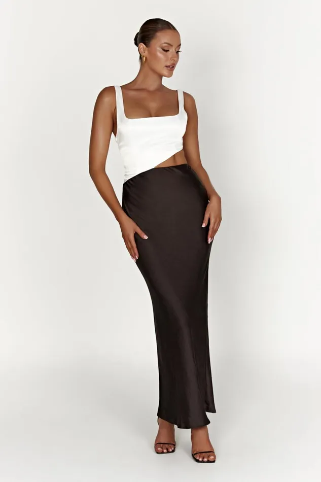 Meshki Bachelorette Women Gianna Two Tone Slashed Maxi Dress 8211 Black Black