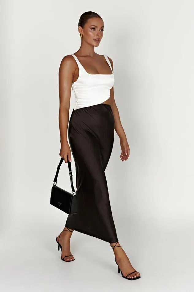 Meshki Bachelorette Women Gianna Two Tone Slashed Maxi Dress 8211 Black Black