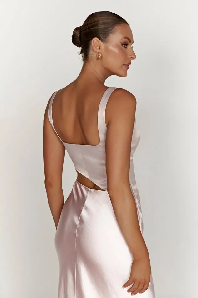 Meshki Bachelorette Women Gianna Two Tone Slashed Maxi Dress 8211 Blush Pink Blushpink