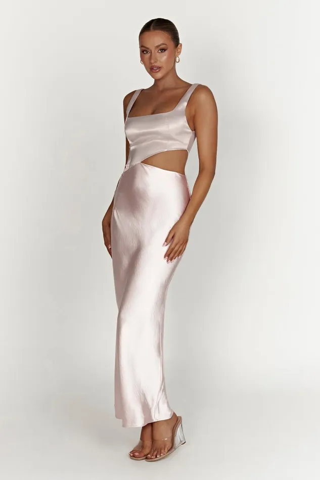 Meshki Bachelorette Women Gianna Two Tone Slashed Maxi Dress 8211 Blush Pink Blushpink