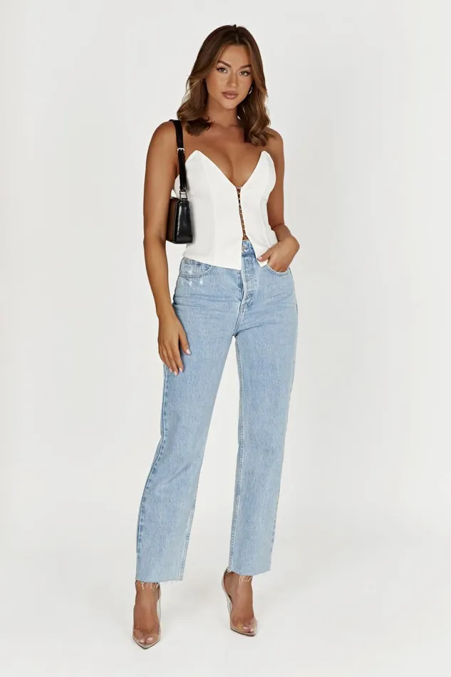 Meshki Bachelorette Women Janayia Pointed Corset Top 8211 White White