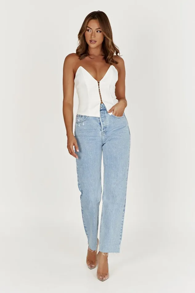 Meshki Bachelorette Women Janayia Pointed Corset Top 8211 White White