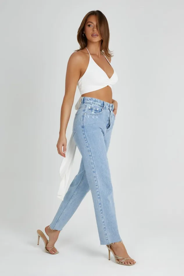 Meshki Bachelorette Women Kasia Recycled Nylon Pin Detail Wrap Top 8211 White White