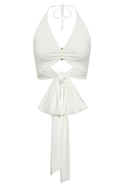 Meshki Bachelorette Women Kasia Recycled Nylon Pin Detail Wrap Top 8211 White White