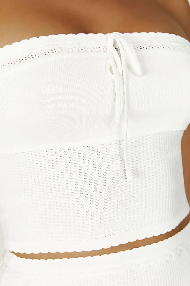 Meshki Bachelorette Women Kyra Waffle Knit Tube Top 8211 White White