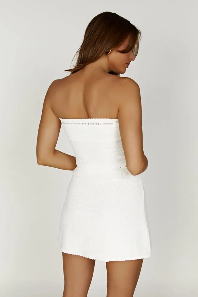 Meshki Bachelorette Women Kyra Waffle Knit Tube Top 8211 White White