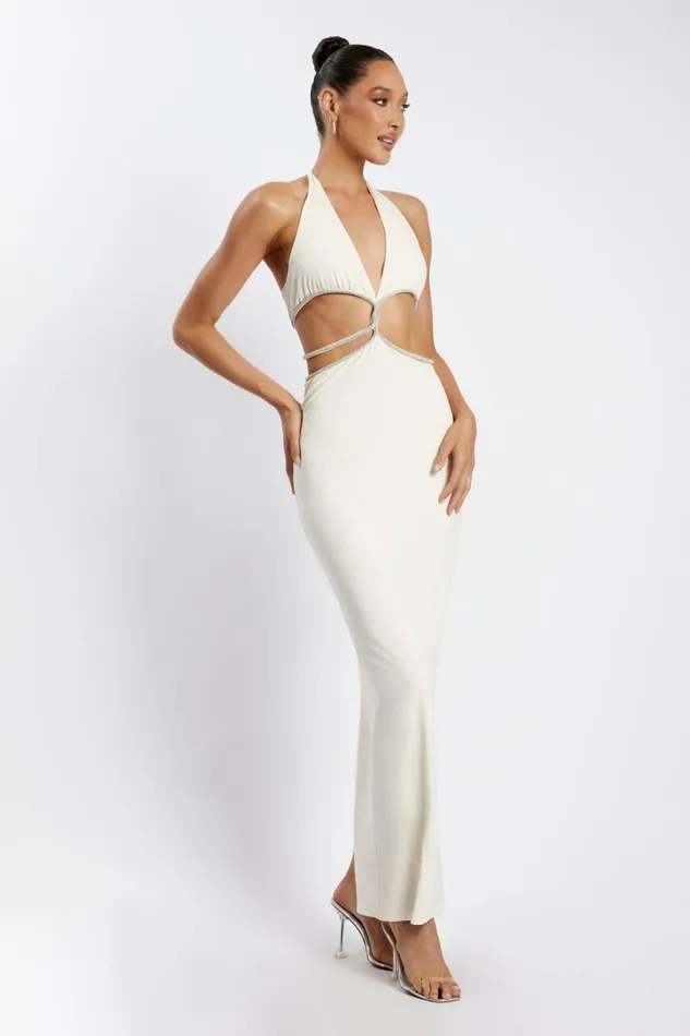 Meshki Bachelorette Women Nicha Diamante Cut Out Maxi Dress 8211 Bone Bone Meshki Bachelorette Women Nicha Diamante Cut Out Maxi Dress 8211 Bone Bone