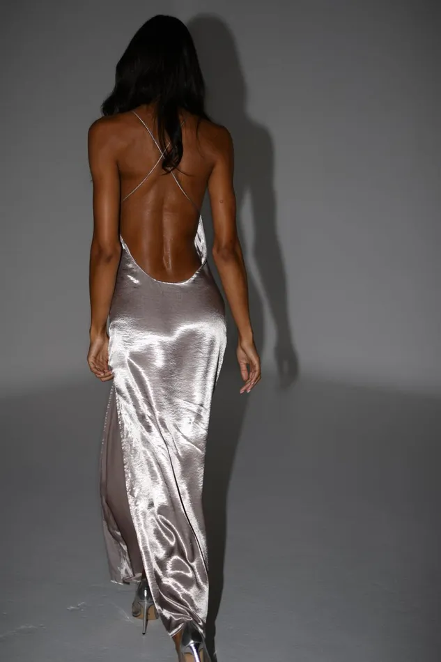 Meshki Bachelorette Women Whitney Wetlook Maxi Dress 8211 Bronze Bronze