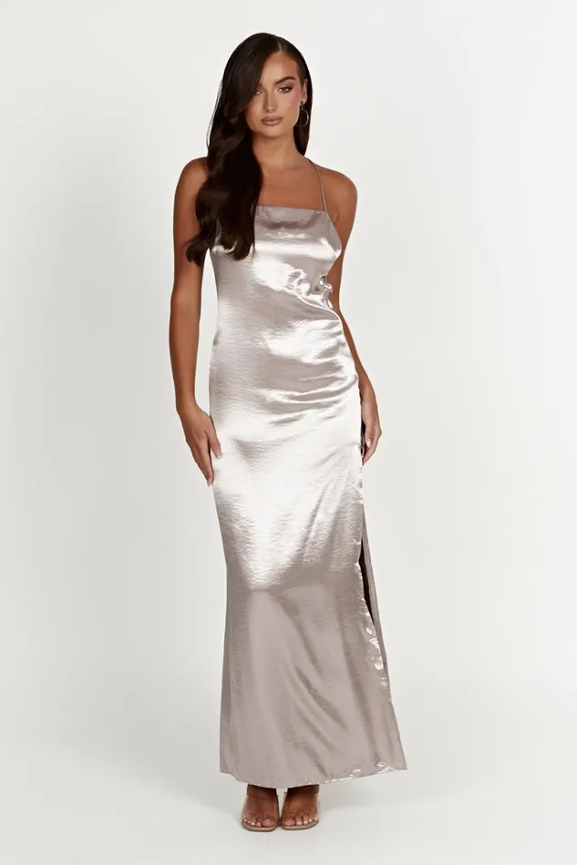 Meshki Bachelorette Women Whitney Wetlook Maxi Dress 8211 Bronze Bronze