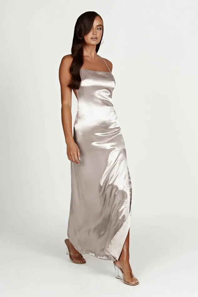 Meshki Bachelorette Women Whitney Wetlook Maxi Dress 8211 Bronze Bronze