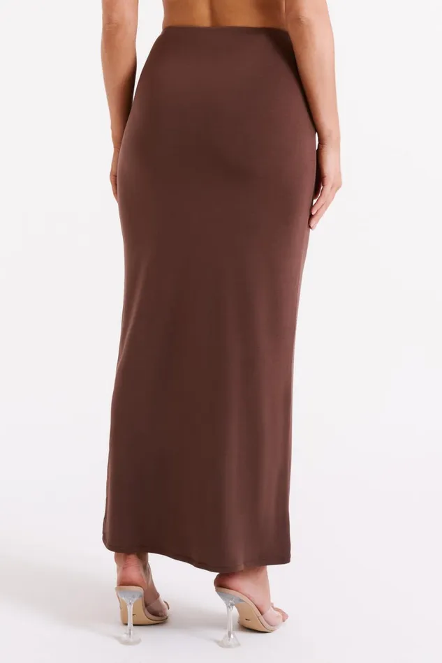 Meshki Basic Bottoms Women Ceri Maxi Twist Skirt 8211 Mocha Mocha