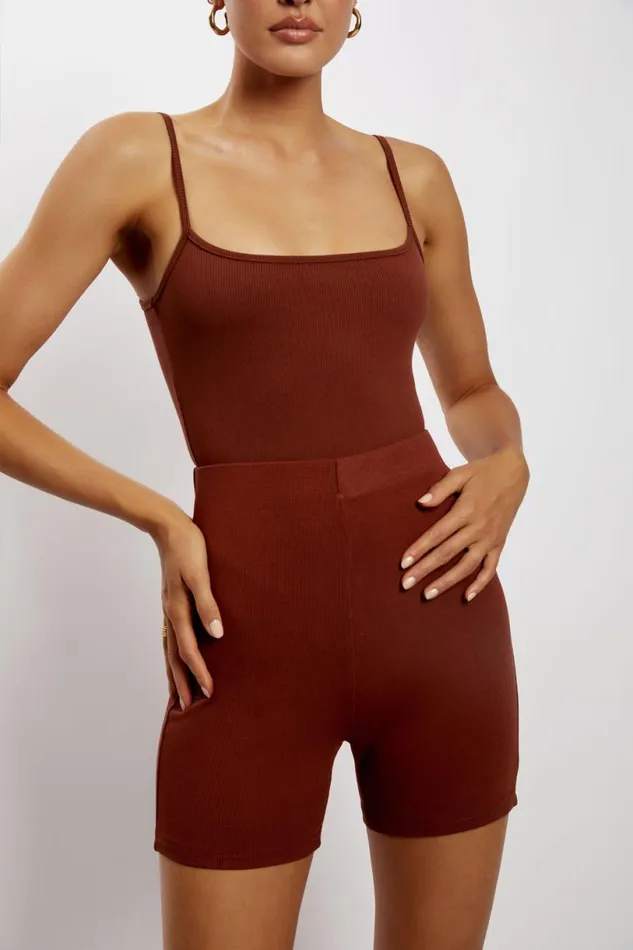Meshki Basic Bottoms Women Lisa Ribbed Booty Short 8211 Spice Spice Meshki Basic Bottoms Women Lisa Ribbed Booty Short 8211 Spice Spice