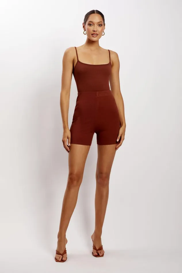 Meshki Basic Bottoms Women Lisa Ribbed Booty Short 8211 Spice Spice Meshki Basic Bottoms Women Lisa Ribbed Booty Short 8211 Spice Spice