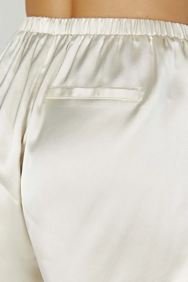 Meshki Basic Bottoms Women Meera Satin Shorts 8211 Ivory Ivory