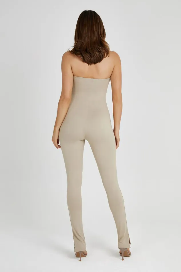 Meshki Basic Bottoms Women Peggy Strapless Jumpsuit 8211 Taupe Taupe
