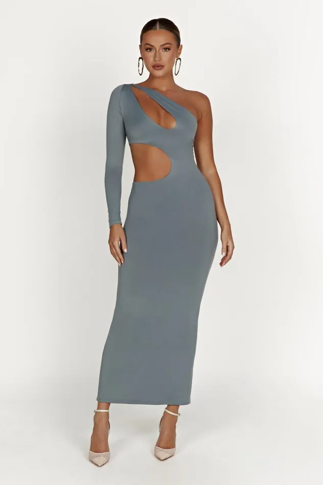 Meshki Basic Dresses Women Joyce Recycled Nylon Cut Out Maxi Dress 8211 Light Charcoal Light Charcoal Meshki Basic Dresses Women Joyce Recycled Nylon Cut Out Maxi Dress 8211 Light Charcoal Light Charcoal