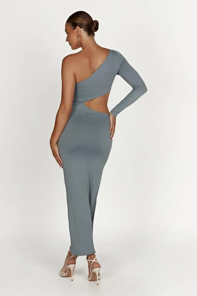 Meshki Basic Dresses Women Joyce Recycled Nylon Cut Out Maxi Dress 8211 Light Charcoal Light Charcoal