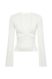 Meshki Basic Tops Women Carol Knit Twist Long Sleeve Top 8211 White White