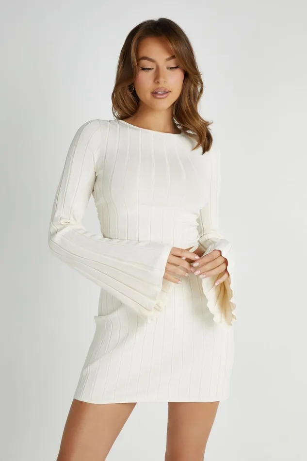 Meshki Basic Tops Women Celine Twist Back Extreme Rib Top 8211 Ivory Ivory