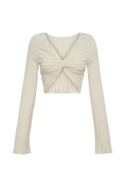 Meshki Basic Tops Women Celine Twist Back Extreme Rib Top 8211 Ivory Ivory