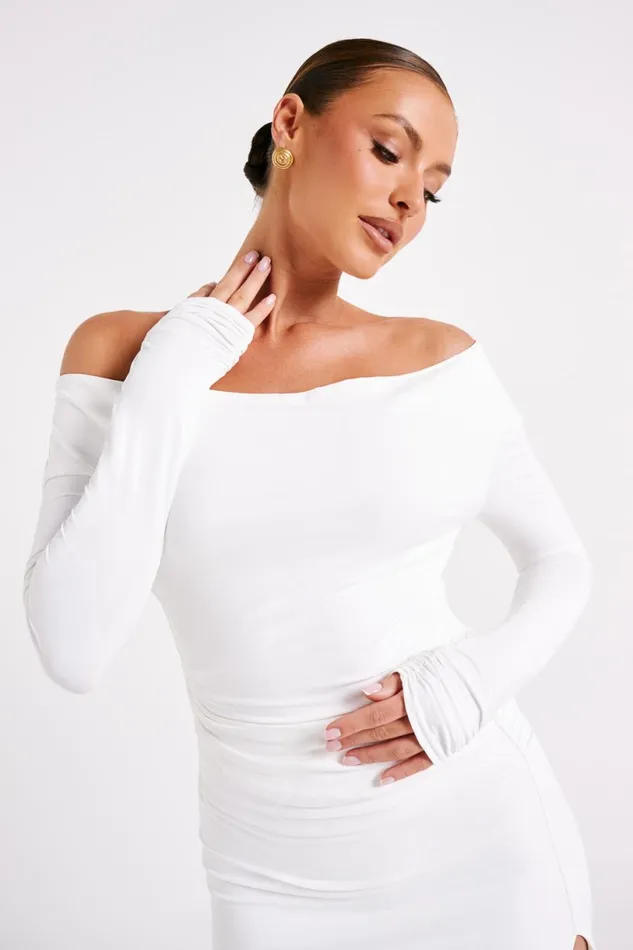 Meshki Basic Tops Women Emma Recycled Nylon Long Sleeve Top 8211 White White Meshki Basic Tops Women Emma Recycled Nylon Long Sleeve Top 8211 White White