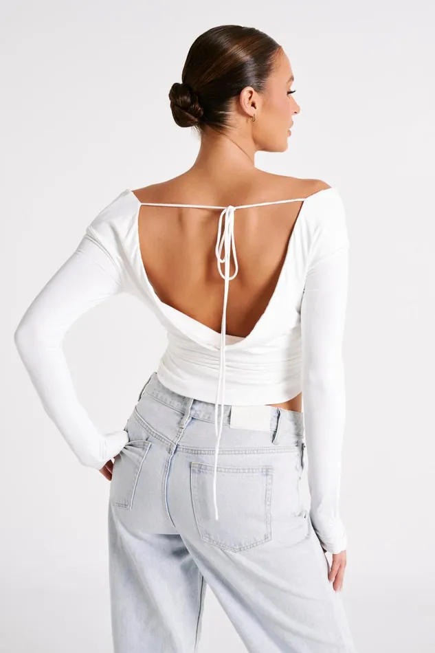 Meshki Basic Tops Women Emma Recycled Nylon Long Sleeve Top 8211 White White Meshki Basic Tops Women Emma Recycled Nylon Long Sleeve Top 8211 White White