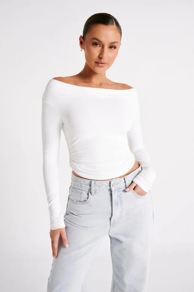 Meshki Basic Tops Women Emma Recycled Nylon Long Sleeve Top 8211 White White Meshki Basic Tops Women Emma Recycled Nylon Long Sleeve Top 8211 White White