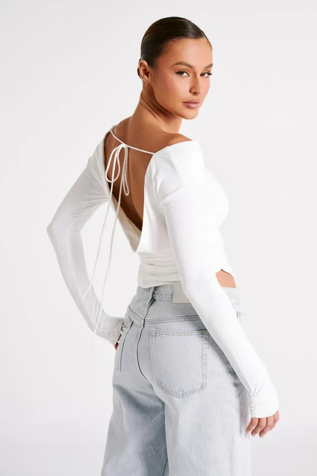 Meshki Basic Tops Women Emma Recycled Nylon Long Sleeve Top 8211 White White Meshki Basic Tops Women Emma Recycled Nylon Long Sleeve Top 8211 White White