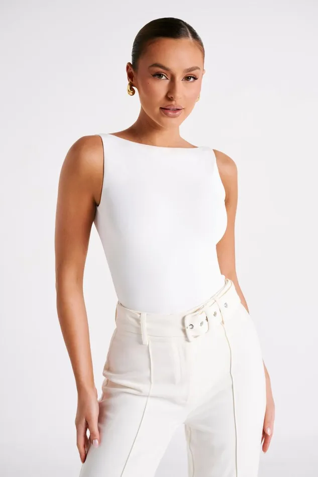 Meshki Basic Tops Women Fiona Recycled Nylon Low Back Bodysuit 8211 White White Meshki Basic Tops Women Fiona Recycled Nylon Low Back Bodysuit 8211 White White