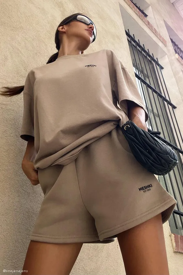 Meshki Basic Tops Women Jaimie Oversized Unisex Tee 8211 Cement Cement