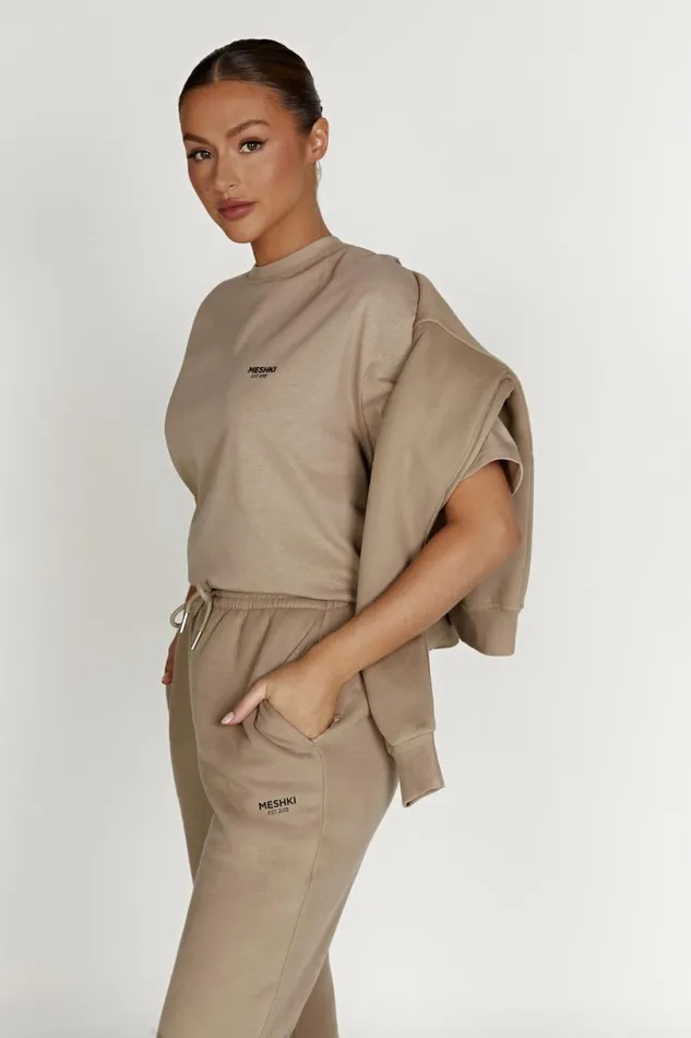 Meshki Basic Tops Women Jaimie Oversized Unisex Tee 8211 Cement Cement