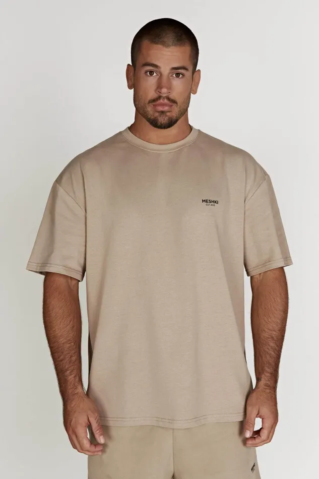 Meshki Basic Tops Women Jaimie Oversized Unisex Tee 8211 Cement Cement
