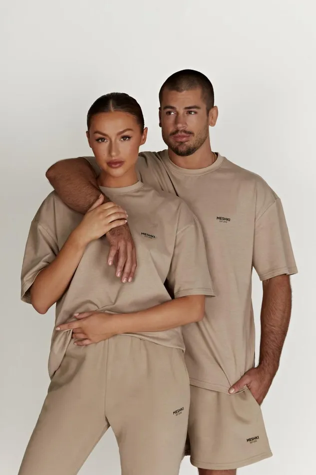 Meshki Basic Tops Women Jaimie Oversized Unisex Tee 8211 Cement Cement