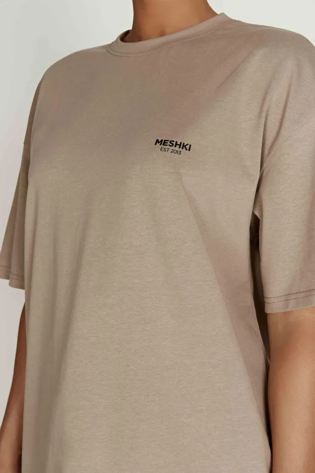 Meshki Basic Tops Women Jaimie Oversized Unisex Tee 8211 Cement Cement