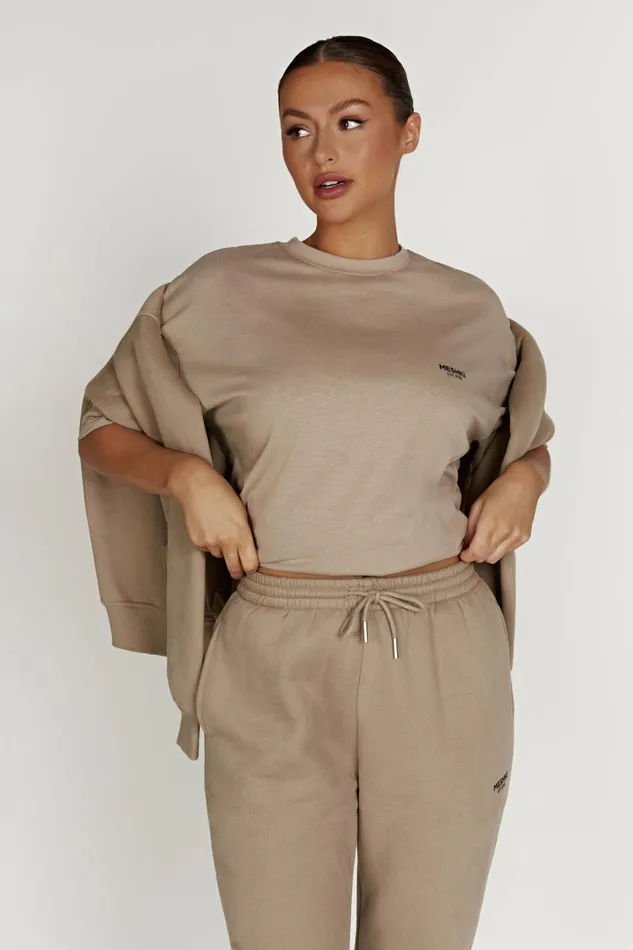 Meshki Basic Tops Women Jaimie Oversized Unisex Tee 8211 Cement Cement