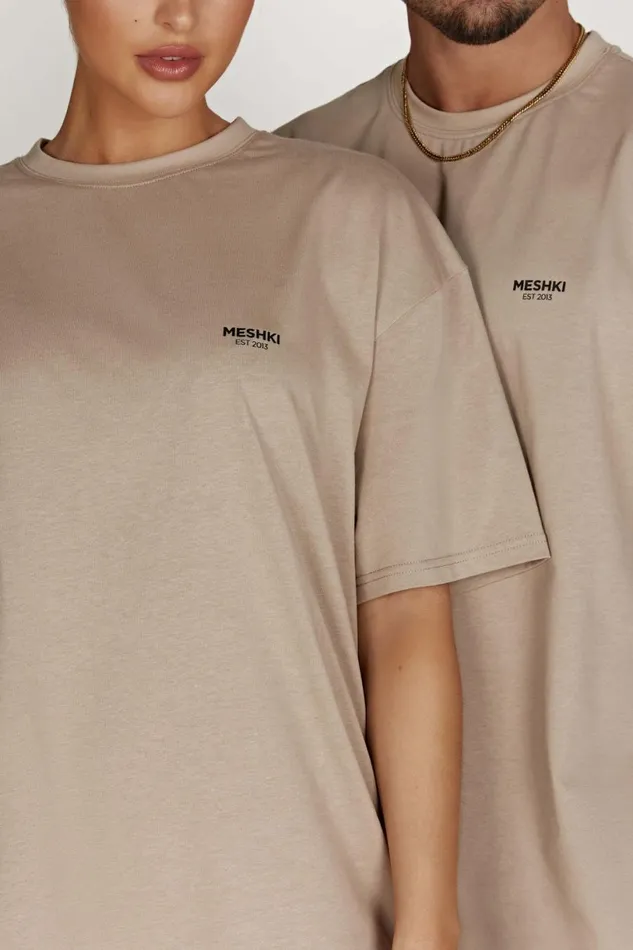 Meshki Basic Tops Women Jaimie Oversized Unisex Tee 8211 Cement Cement