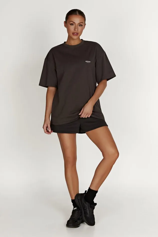 Meshki Basic Tops Women Jaimie Oversized Unisex Tee 8211 Dusk Black Duskblack Meshki Basic Tops Women Jaimie Oversized Unisex Tee 8211 Dusk Black Duskblack