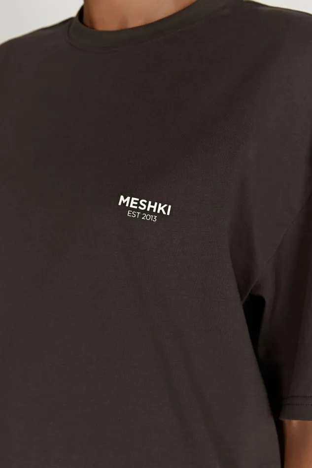 Meshki Basic Tops Women Jaimie Oversized Unisex Tee 8211 Dusk Black Duskblack