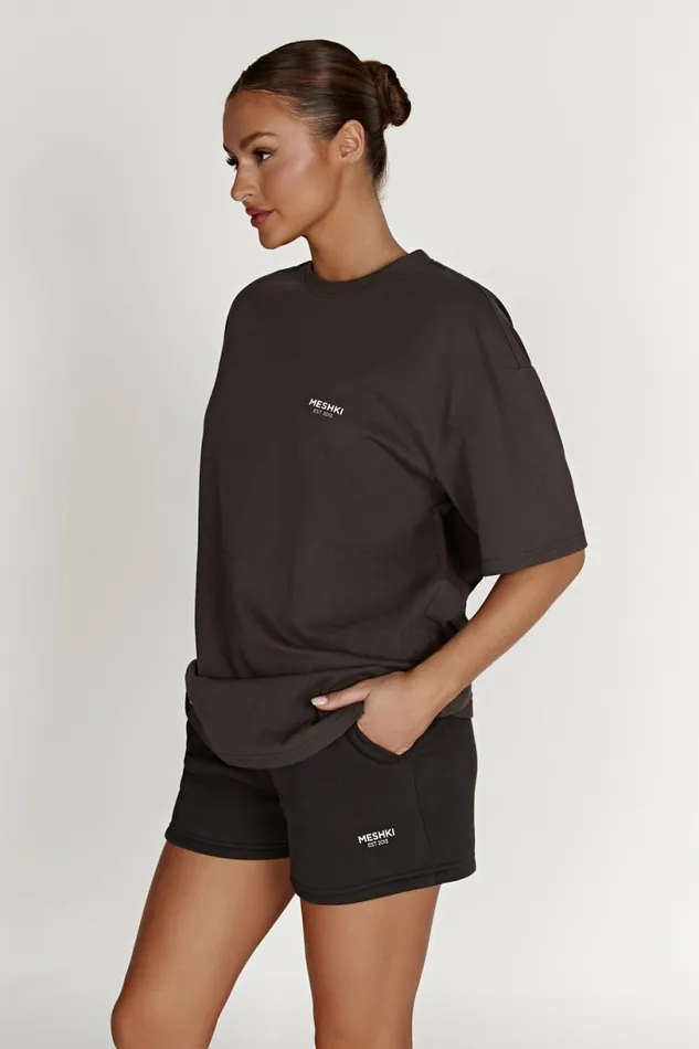Meshki Basic Tops Women Jaimie Oversized Unisex Tee 8211 Dusk Black Duskblack