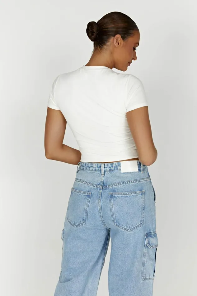 Meshki Basic Tops Women Jeanie Longline TShirt 8211 White White