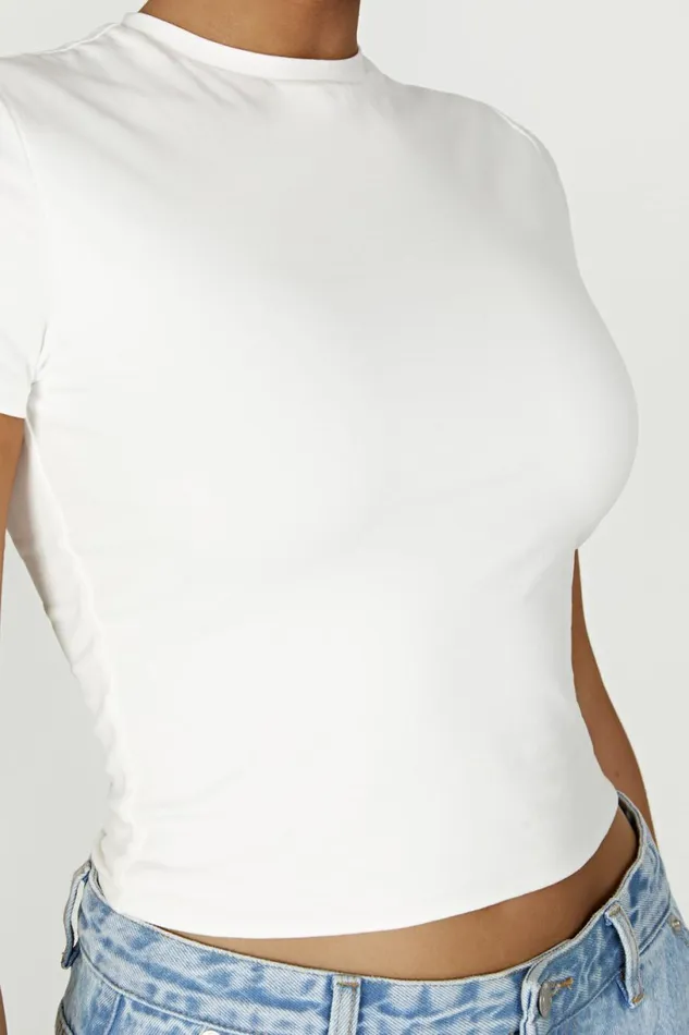 Meshki Basic Tops Women Jeanie Longline TShirt 8211 White White