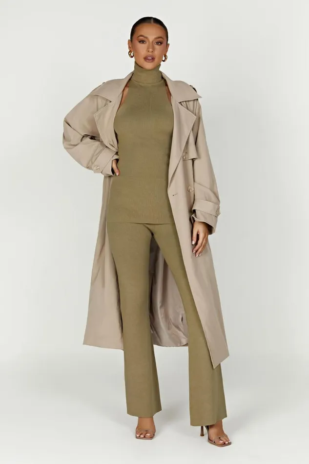 Meshki Basic Tops Women Kelsea Sleeveless Turtleneck Top 8211 Olive Olive